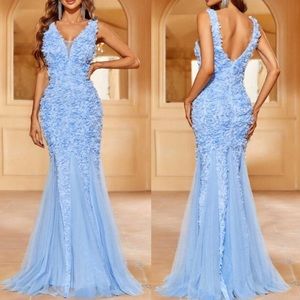 Luxe mesh mermaid hem formal party gown dress